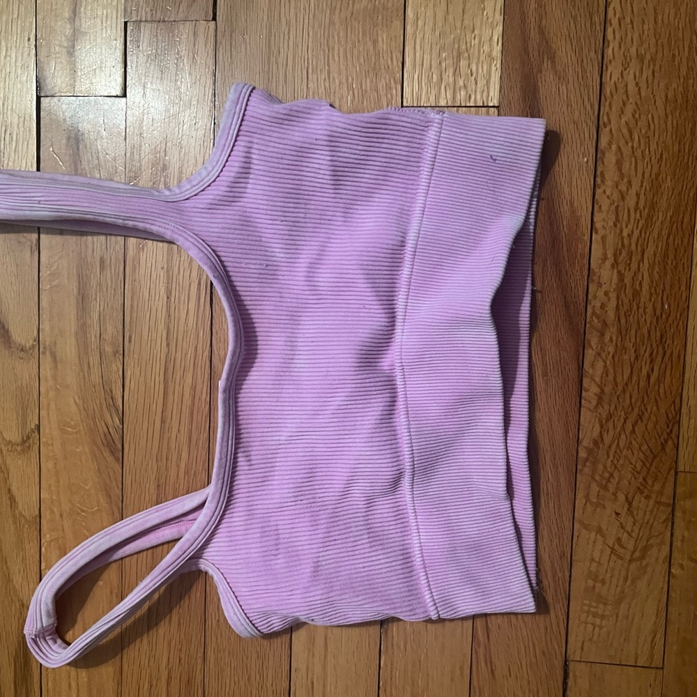 Pink Ribbed Crop Top